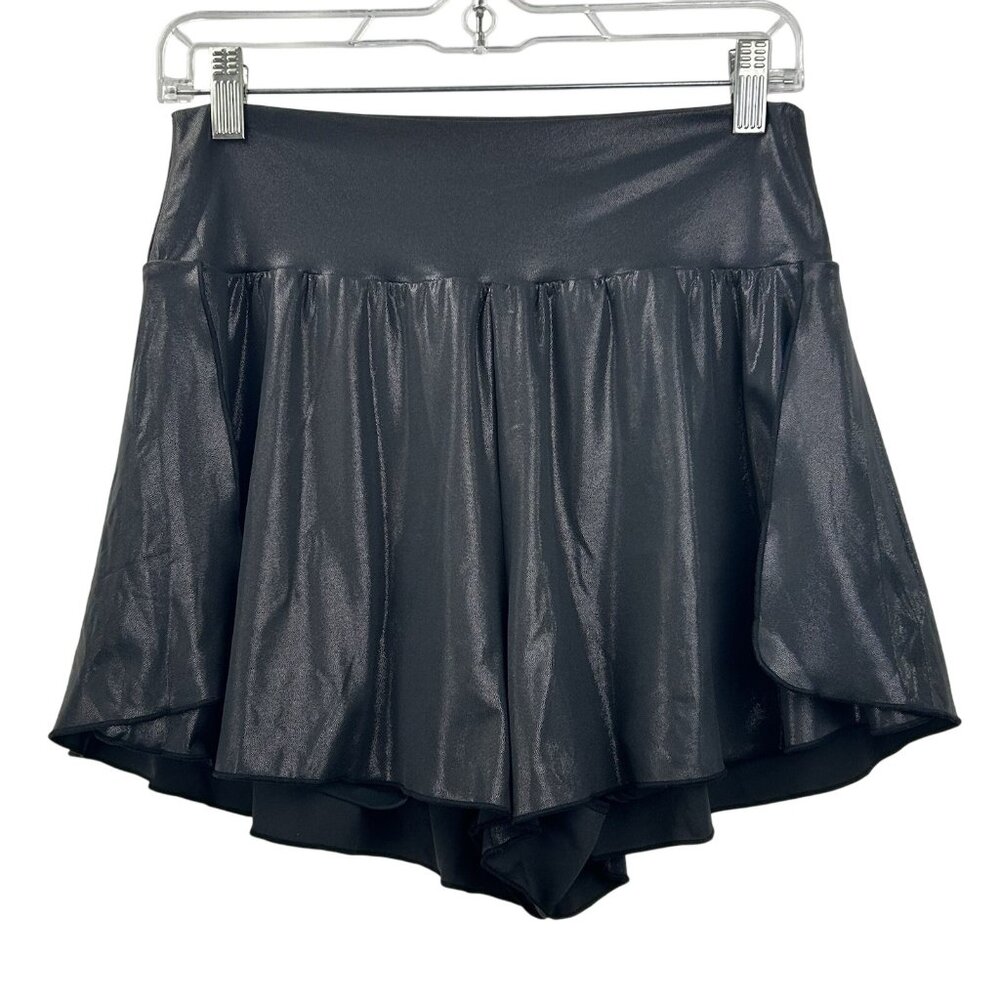 HALARA Black Flowy Pleated Shorts Women’s Size Large Shiny Dusk Black NWT